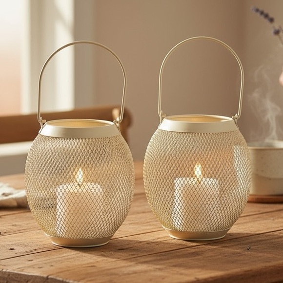 Other - Cream Lanterns Battery Operated with Timer